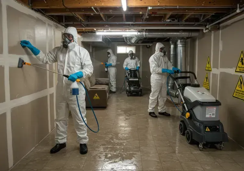 Basement Moisture Removal and Structural Drying process in Warren Township, NJ